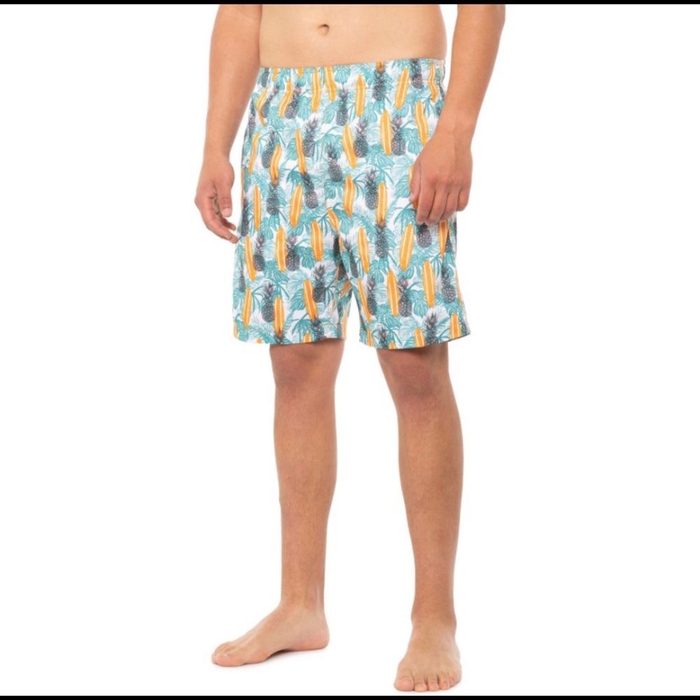 NWT Laguna Men’s Long Board Volley Swim Trunks Medium Pineapple Surfboard Green
